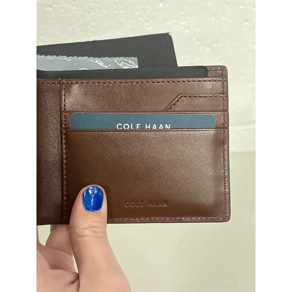 Father's Day Cole Haan Brown Claudio Leather Passcase Wallet Minimalist Classic
